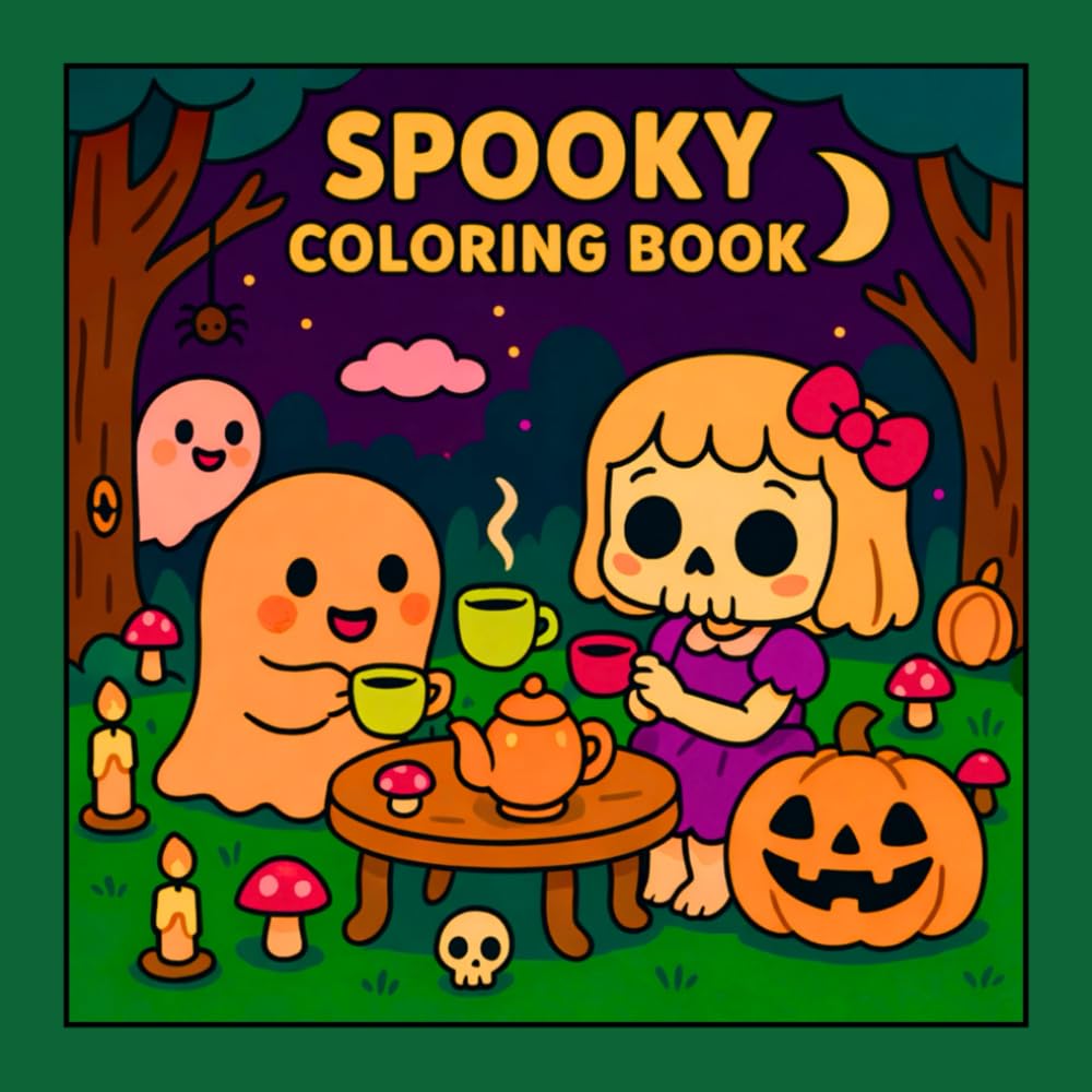 Spooky Coloring Book: 50 Cozy Coloring Pages with Cute and Creepy Characters for Adults and Teens (Adorable Spooky Pages for Relaxation and Creative Fun)