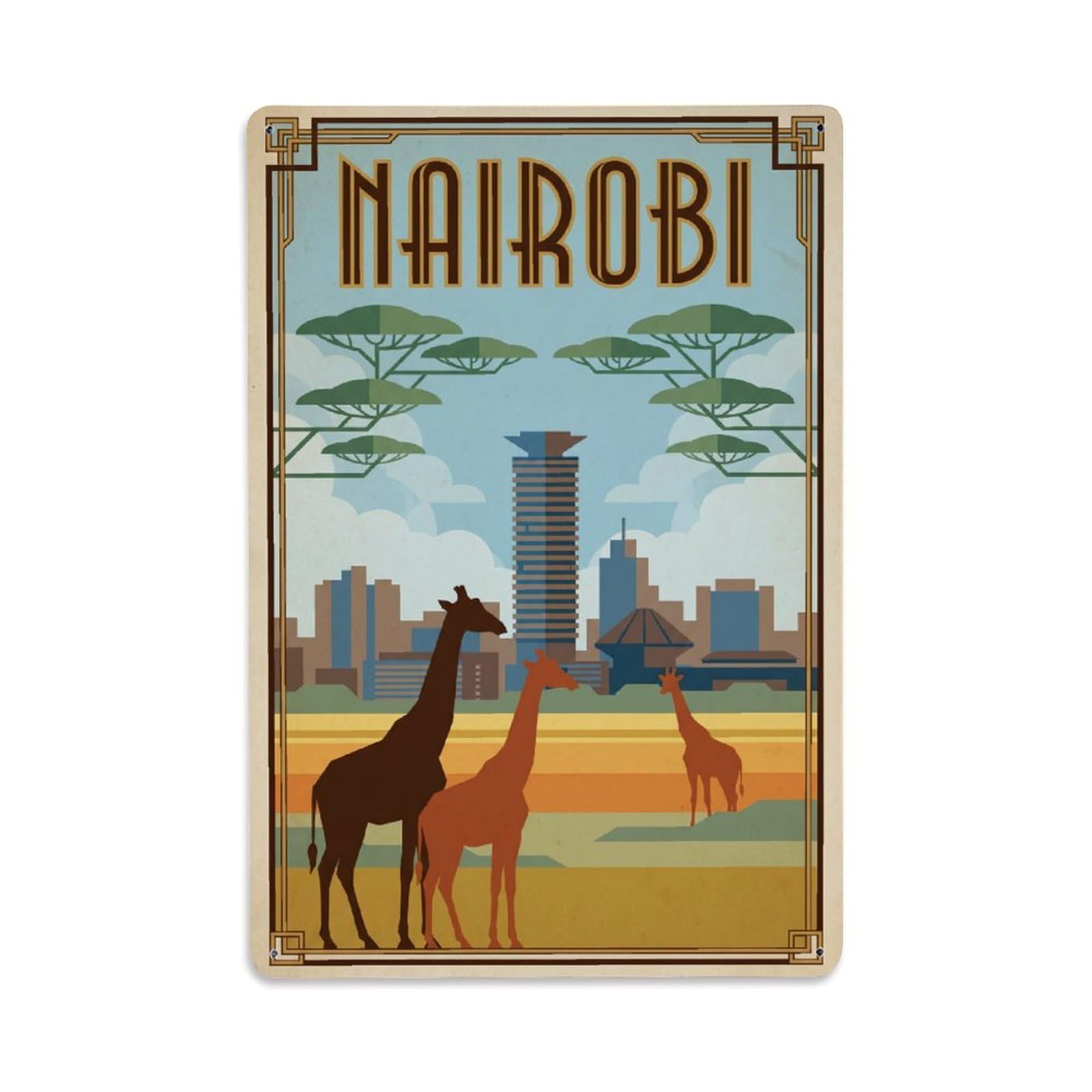 Metal Tin Sign Vintage Travel Kenya Nairobi