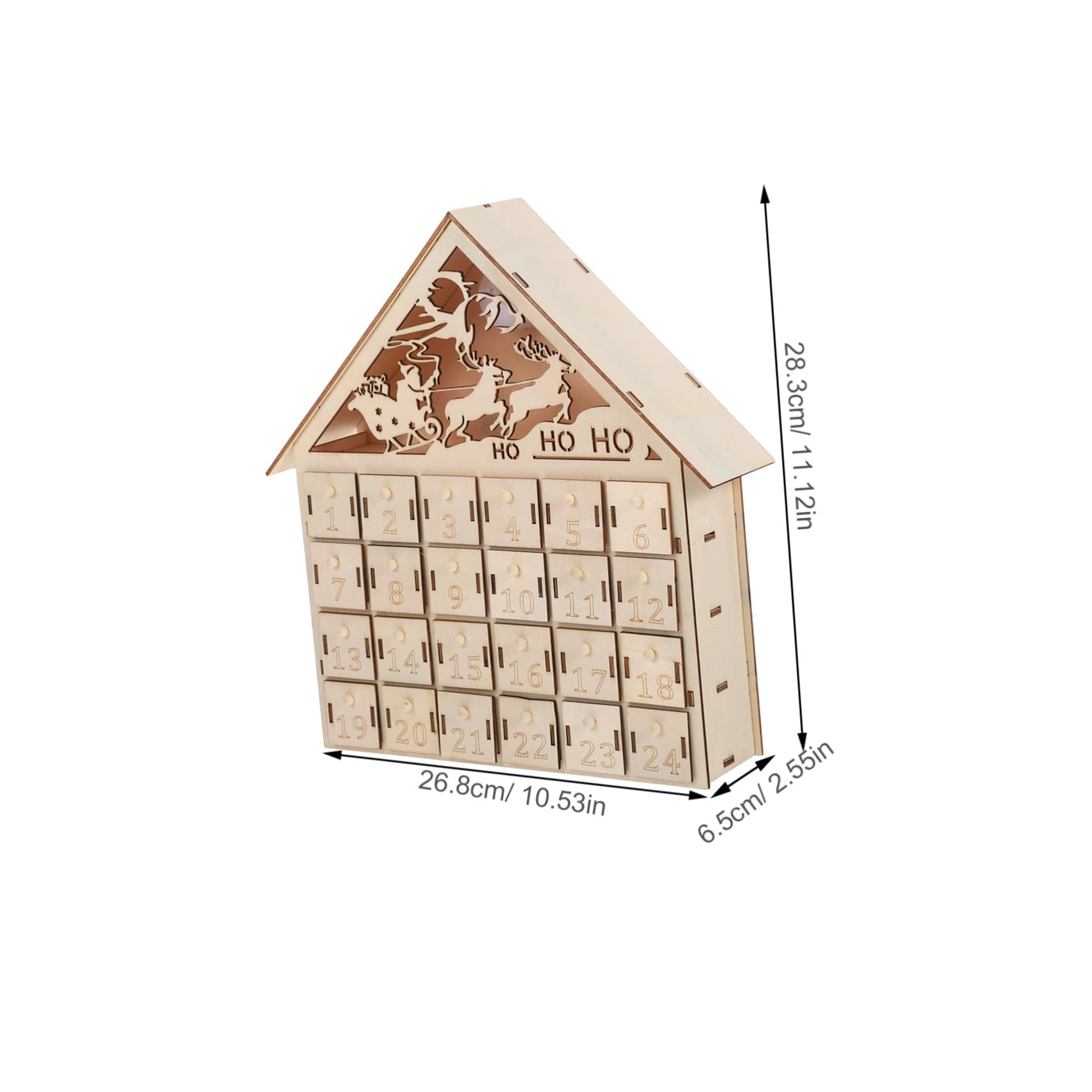 IMIKEYA 24 Cassetti Calendario Avvento in Legno Luci LED Conto alla Rovescia per Natale Riutilizzabile Decorazione da Tavolo per Feste