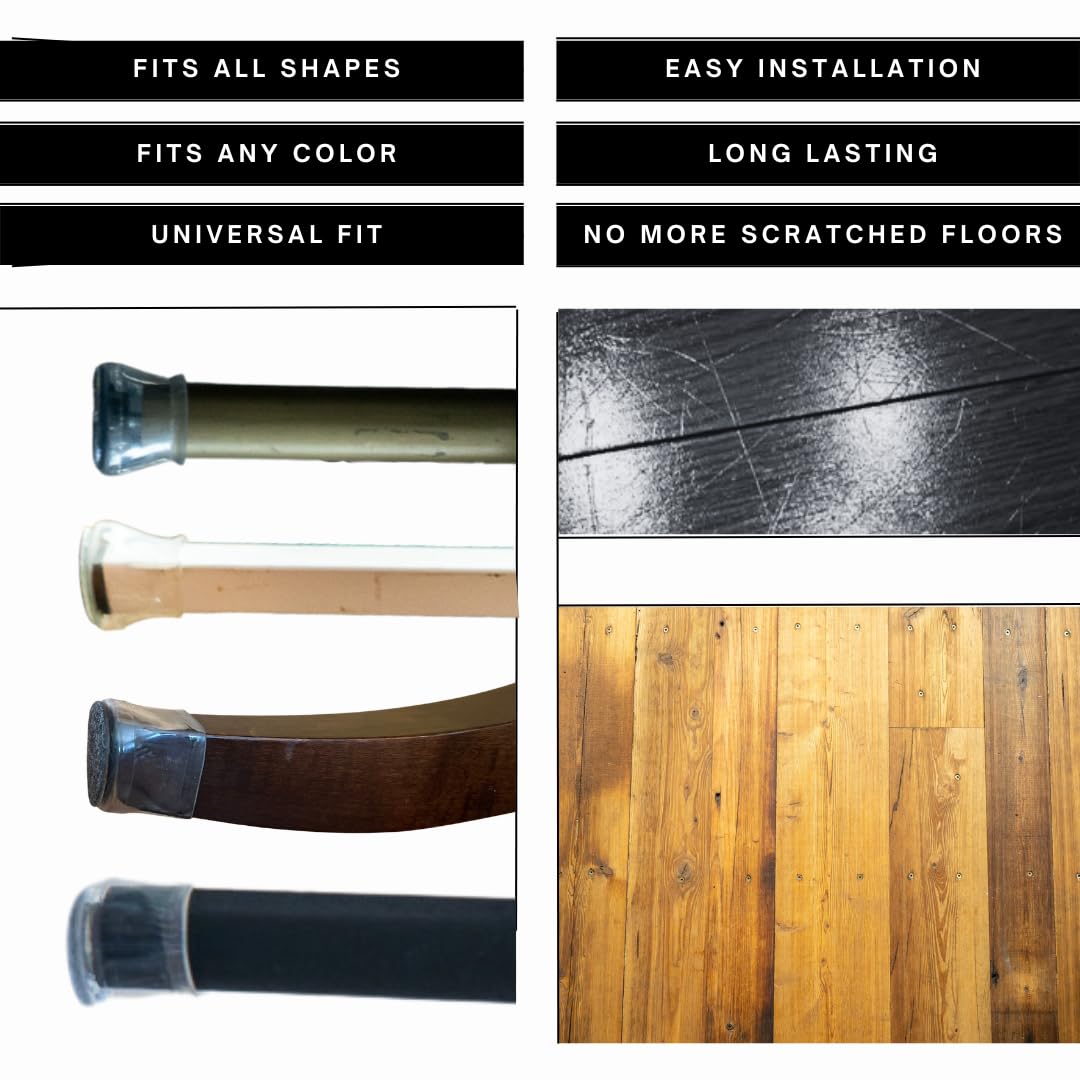 HOME BASIC STORE 32 pc - Chair Leg Floor Protectors - Transparent Silicone Rubber Chair or Table Furniture Leg Bottom Protector - Small Foot Covers and Caps for Round or Square Furniture Bottoms 3