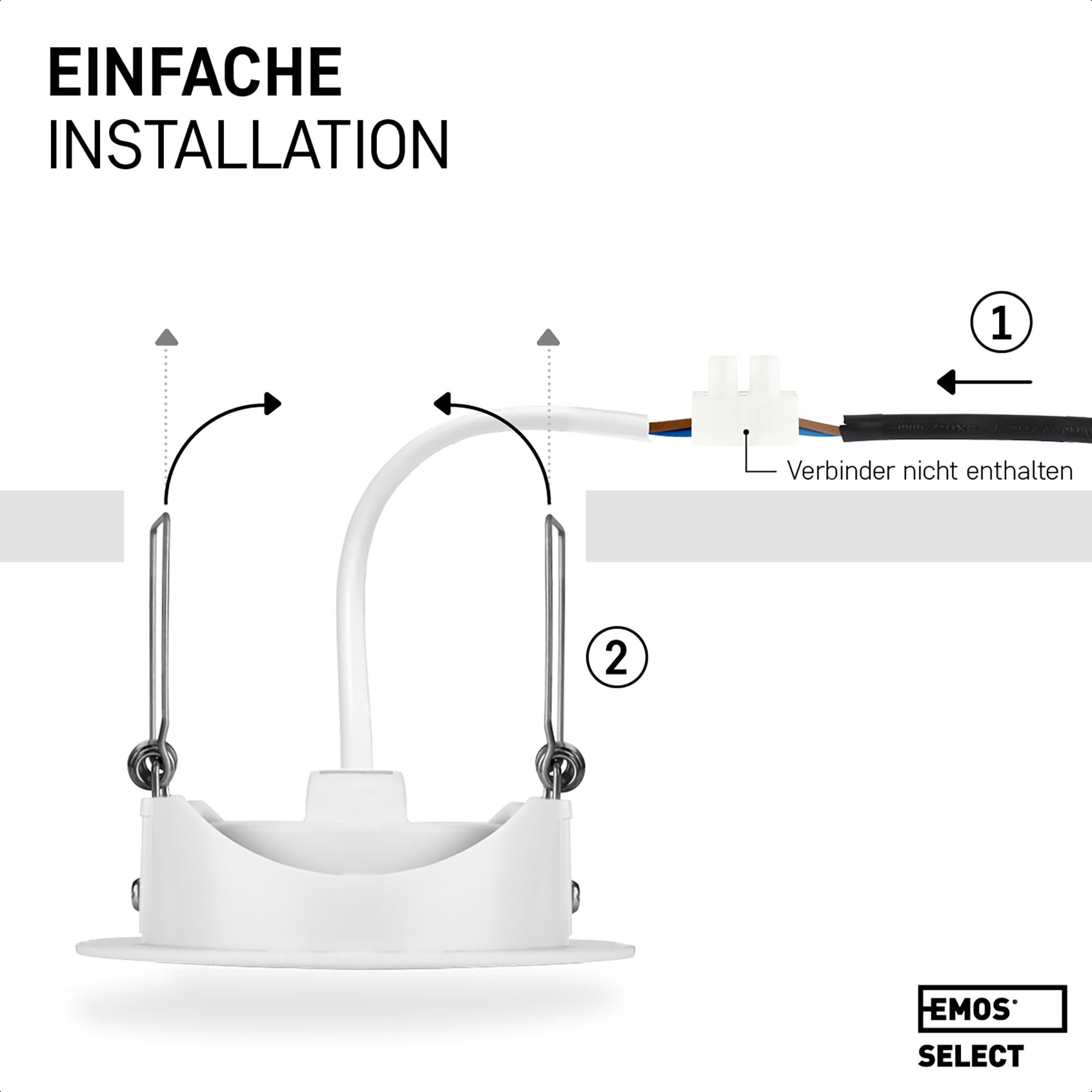 EMOS LED Einbaustrahler 230V 5W, 370lm | Einbaustrahler wasserdicht IP44 für Außen und Innen | LED Spots Deckenleuchte 3000K warmweiß, Set mit 12 Stück Deckenspots LED rund, Farbe Weiß