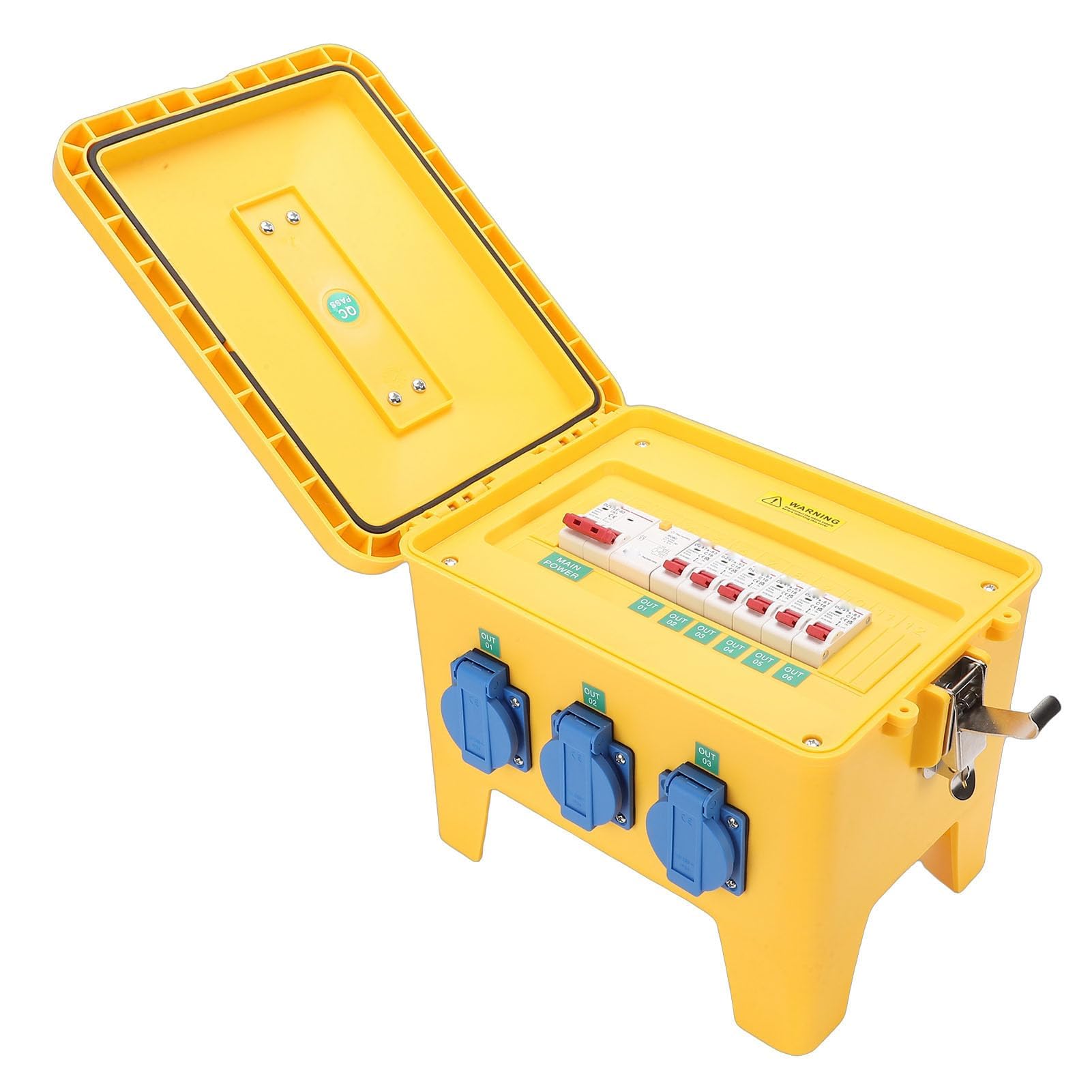 Walfront Scatola di Distribuzione Dell'alimentazione con Maniglia, 6 Prese, Resistente All'acqua IP65, Scatola Elettrica Portatile per Cantieri Edili, Cortili, Giardini e Altro,