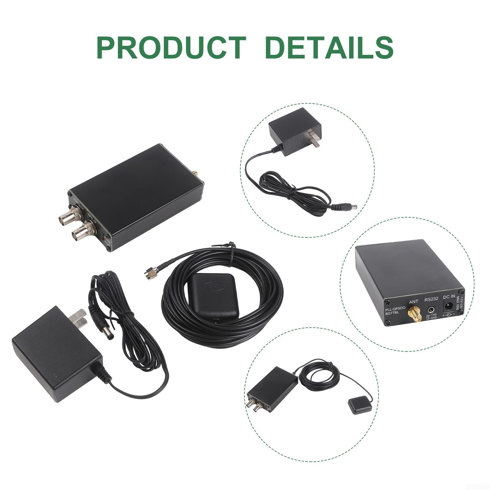 PLL-GPSDO GPS Disziplinierter Oszillator 10MHz Sinus Wave Metallgehäuse DC 6-12V mit Antennenadapter für industrielle Testmessung Laborgeräte