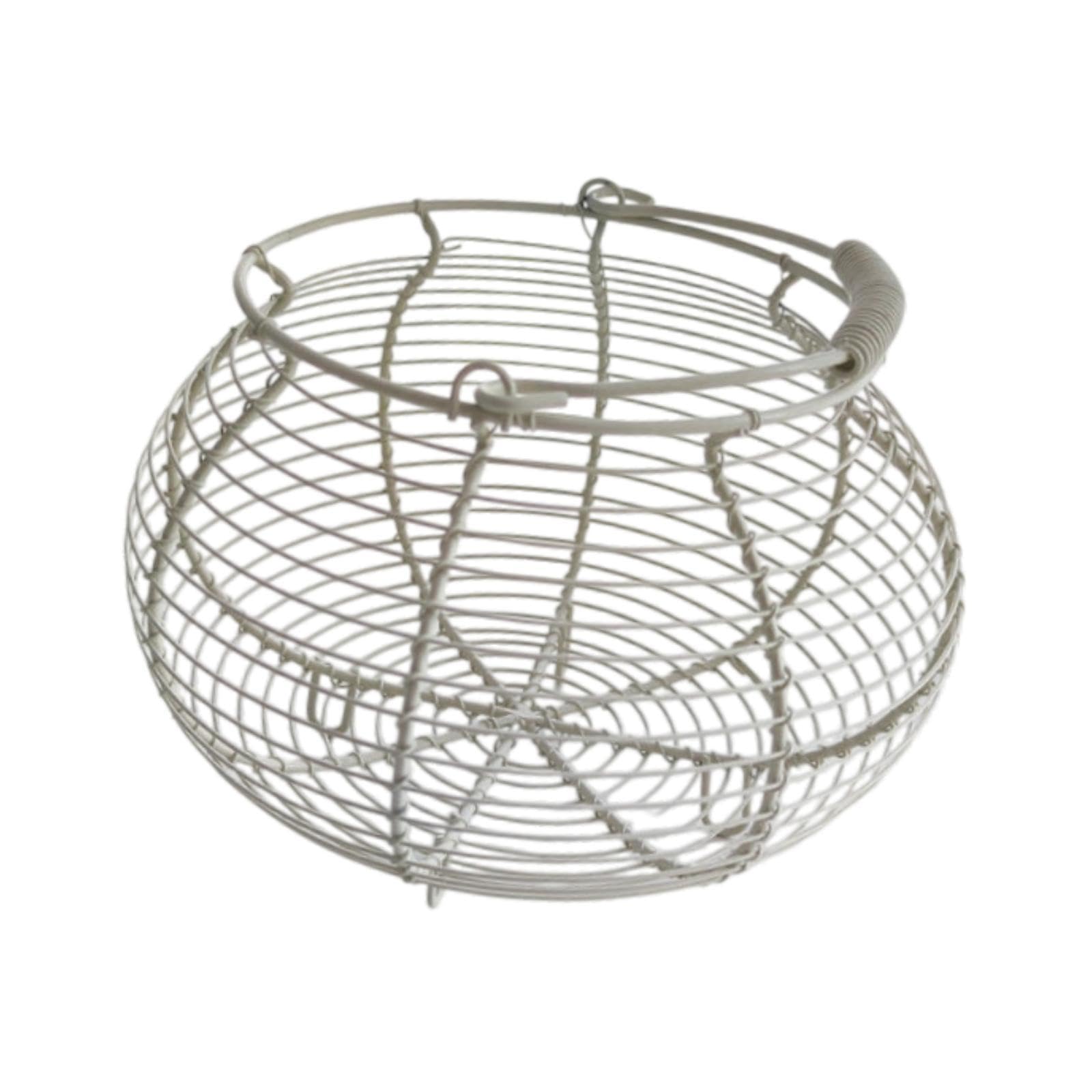 perfk Cesto portauova in filo metallico, cestino per raccogliere le uova, rustico, fattoria, supporto da banco rotondo, contenitore per uova di, Bianco