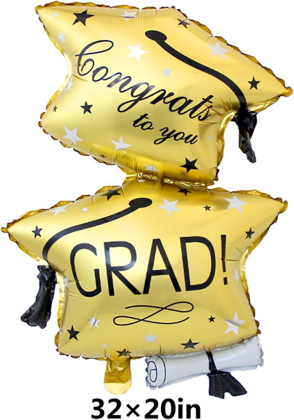 Graduation Mylar Foil Cap Balloons, Large Congrats Grad Party Decorations Supplies, 32 x 20 inch, 2 Pieces