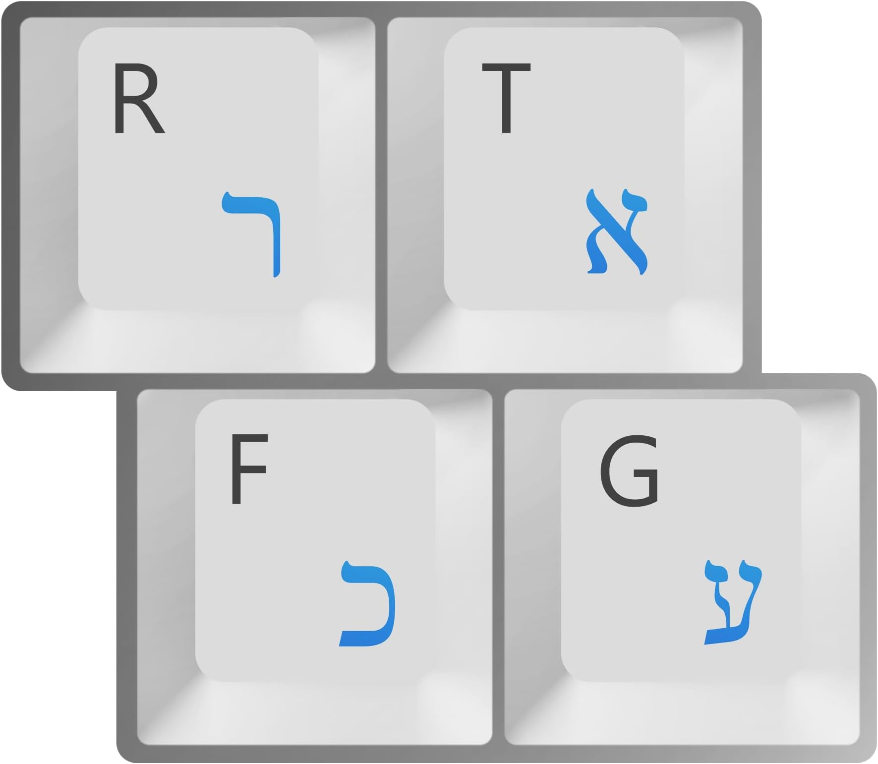 HQRP Hebrew Keyboard Stickers Blue Letters on Transparent Background for All Keyboards PC Desktops Laptop Notebook