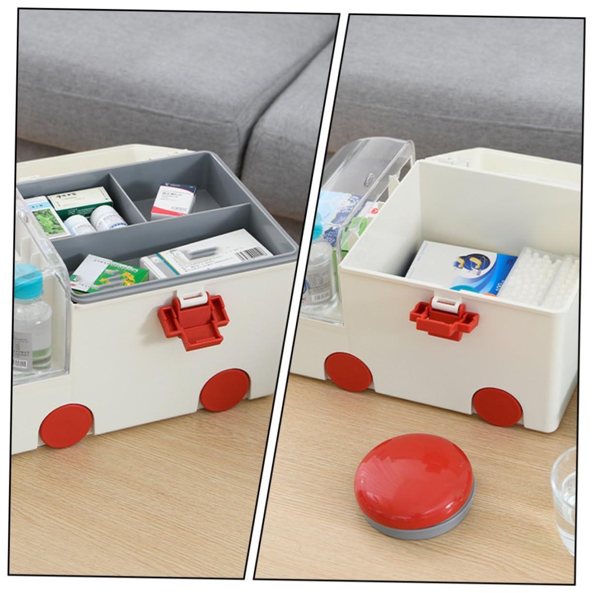 Contenedor Médico de Gran Capacidad Material Pp y As, Organizador Multiusos Fácil de Transportar Adecuado para Primeros Auxilios en Viajes y Hogar