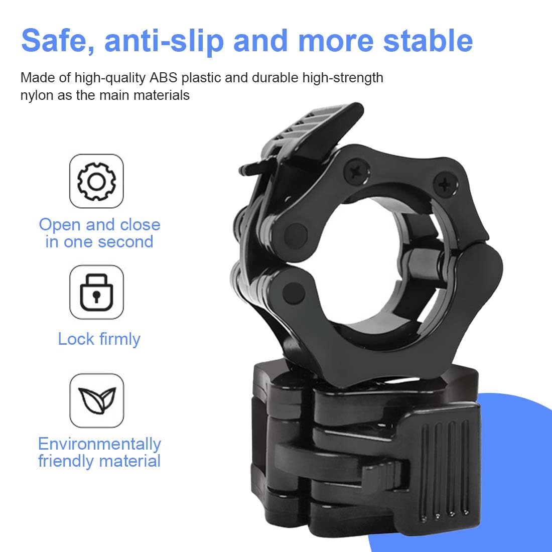 2 Morsetti Per Bilanciere Con Sgancio Rapido - In ABS, Per Sollevamento Pesi, Palestra E CrossFit - Nero - Foto 10