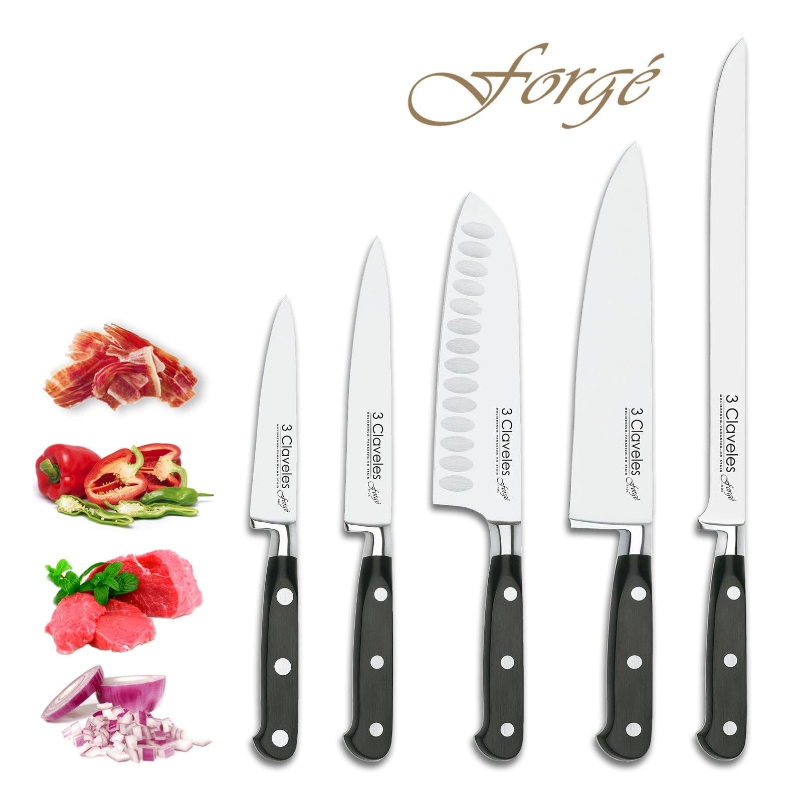 3 Claveles Forgé - Coltello Santoku alveolato forgiato, 17 cm