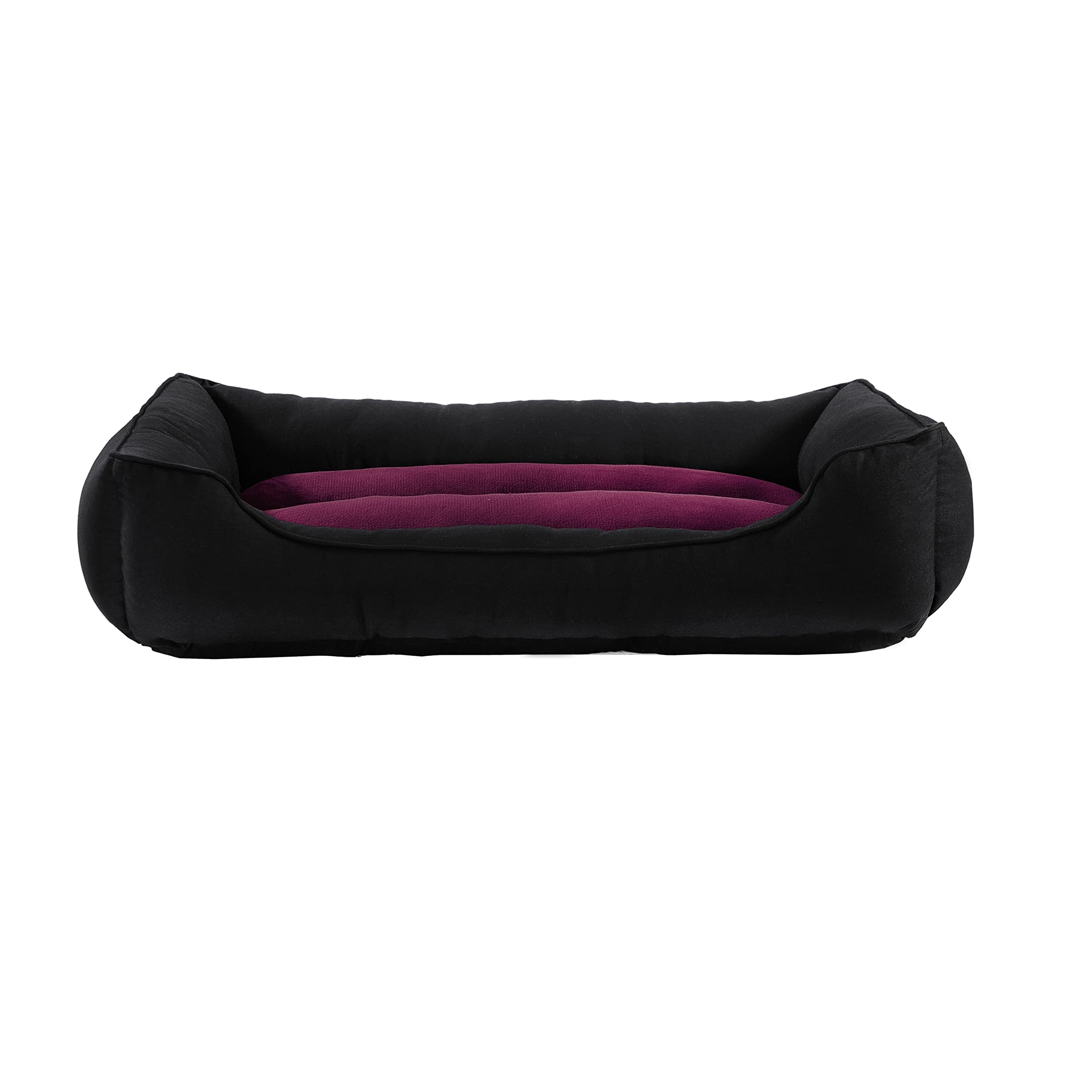 ARLINENS Dog Beds Soft Orthopaedic Ideal Dog Cushion-Anti-Anxiety Dog Bed- Rectangle Dog Bed Cosy Plush with Polyester Interior Elevated, Dog Beds Plush Mat For Crate(Small 17x21 +8", Black/Red)