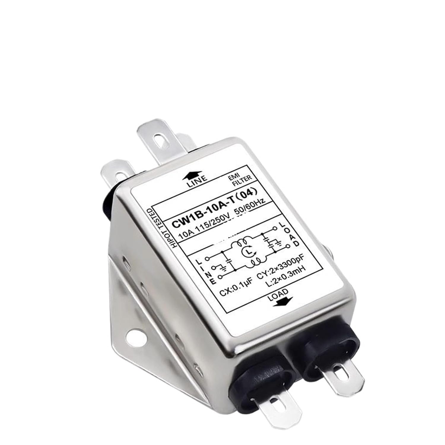 250V Power Purifier Single-Phase AC EMI Filter CW1B-3/6A/10A-T(04) Anti-Interference Solder Sheet Type Power Supply Filter(CW1B-10A-T(04))