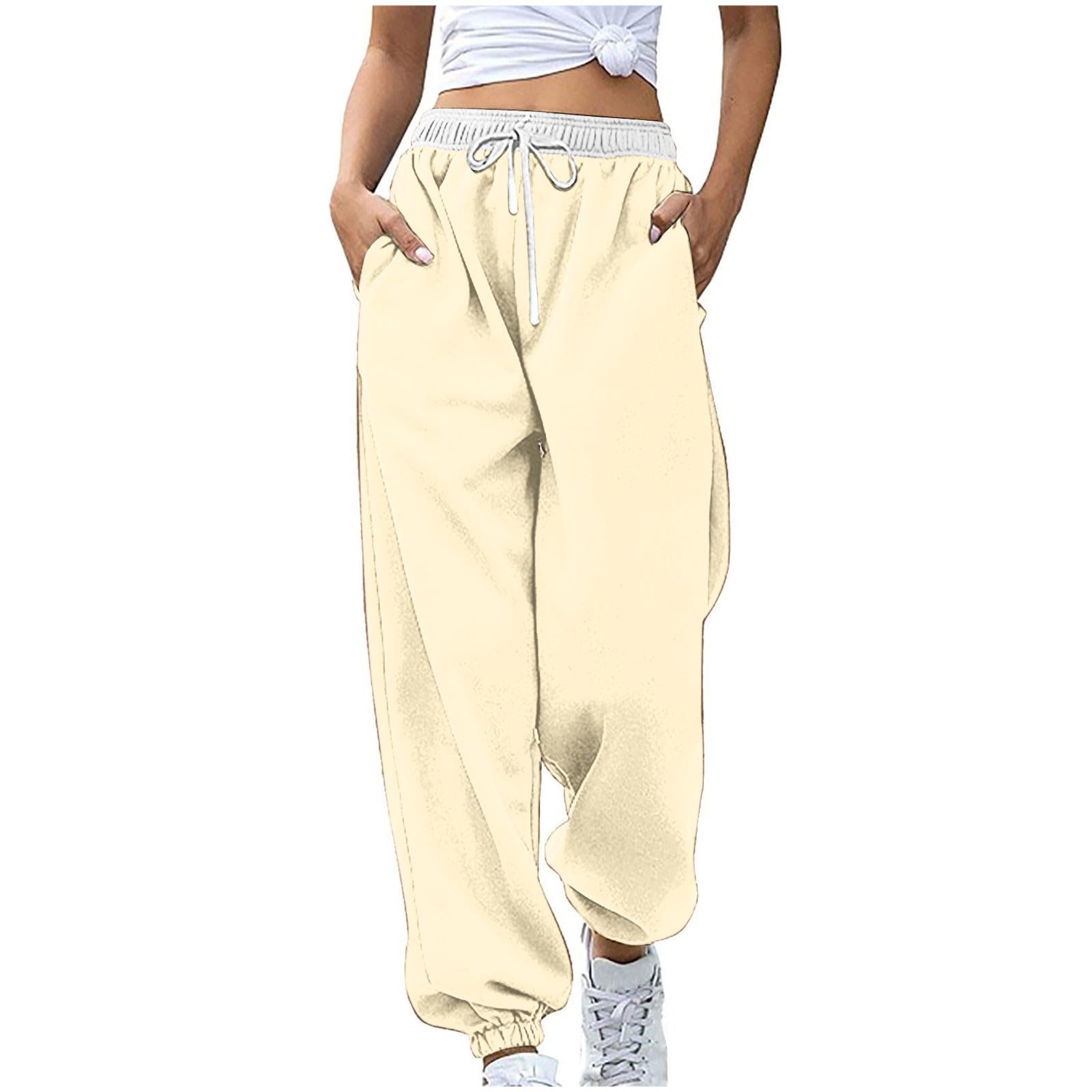 Womens Casual Athletic Cotton Long Sweatpants,Teen Girl Solid Color Cute Hiking Long Pants,Fall Trendy Clothes