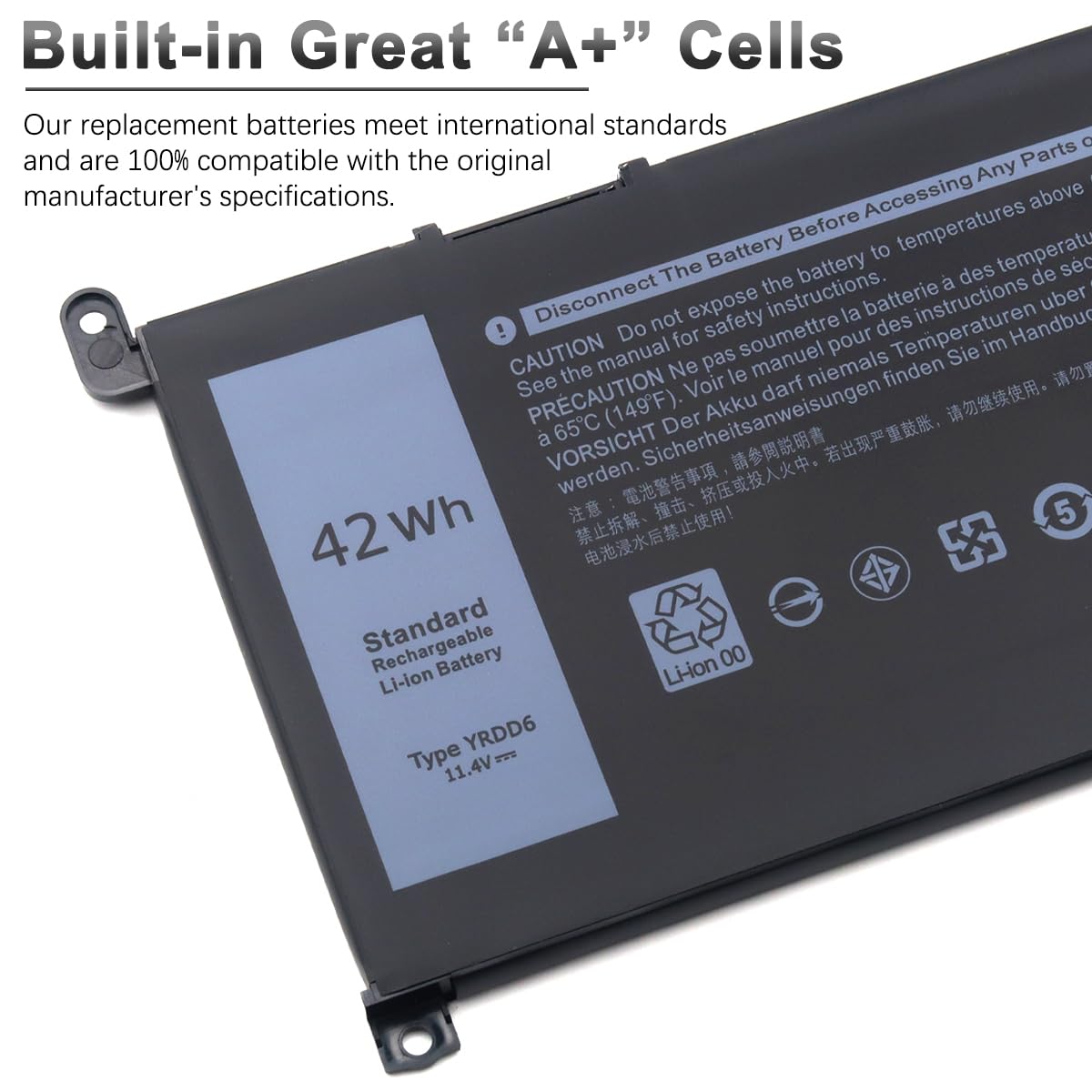 42Wh YRDD6 1VX1H Batterie pour Dell Inspiron 3583 3593 3501 5584 5593 3793 5482 5485 3582 3584 5582 5594 5598 5585 5590 3493 5493 5481 5493 7586 5491 2-in-1 Vostro 5490 5590 3491 Latitude 3310
