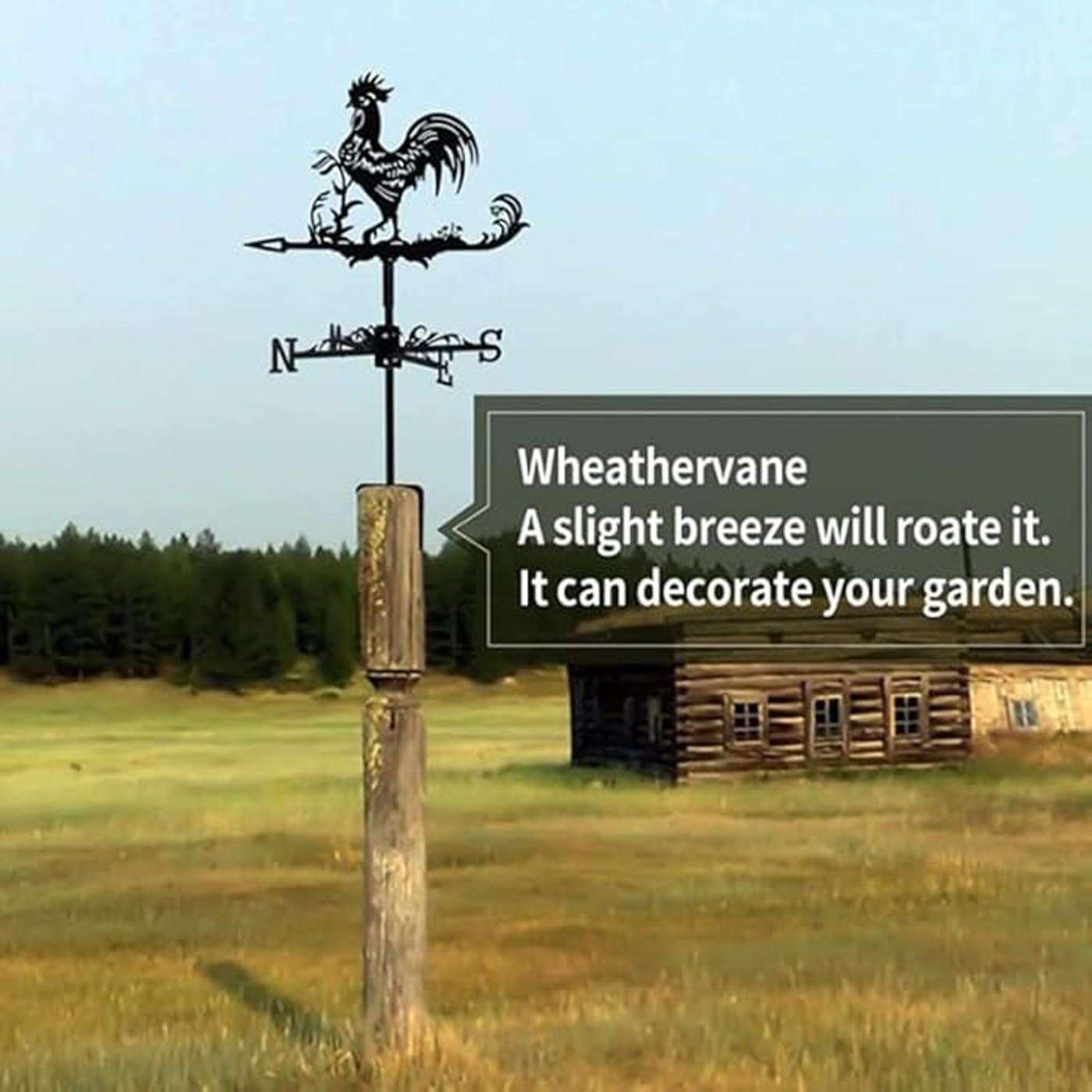 Wetterfahnen aus Metall mit Hahn, Wetterfahne Edelstahl, Garten Hühner-Windrichtungsanzeiger, Bauernhofszene, Wetterhahn, Windmühleneinsatz Eisen die Außendach-Dekoration im Bauernhausstil(A)