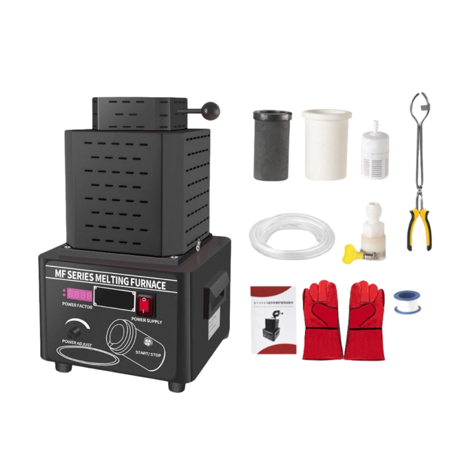 Four De Fonderie Professionnel Four De Fonte Or Argent Cuivre 5 KW, Four électrique De Fonte pour Atelier Et Bijouterie, Creuset Inclus, Fonte Métal(Black,2kg)