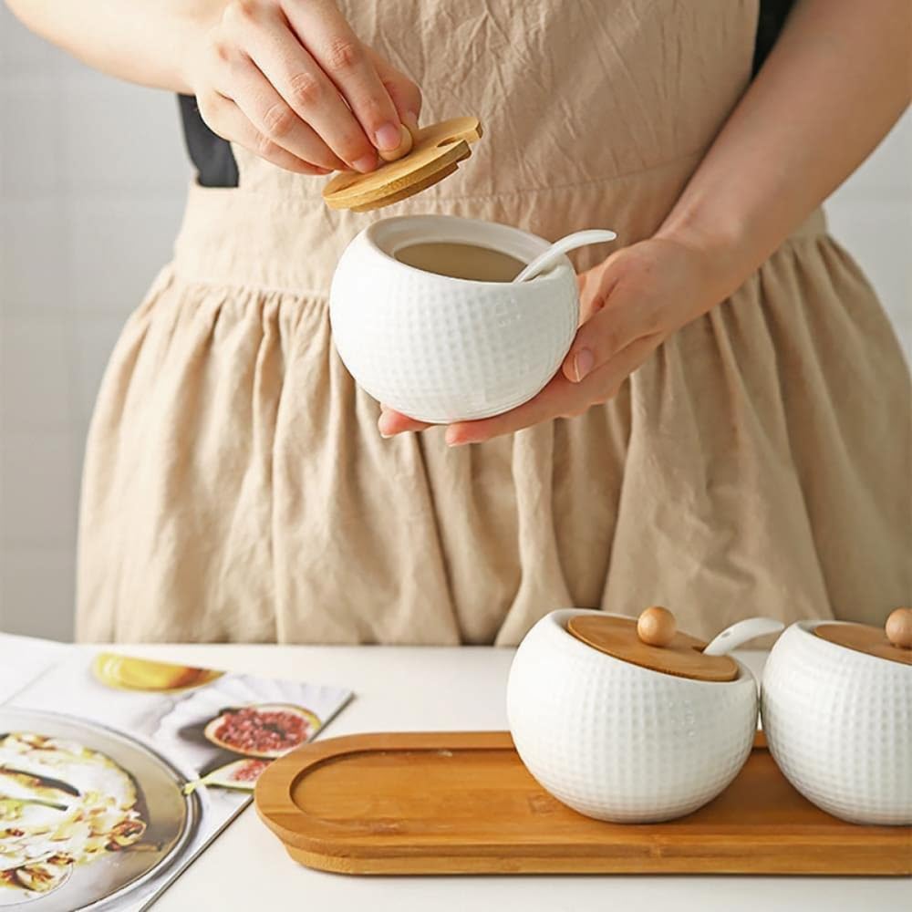 Zestaw pudełek na przyprawy słoik na przyprawy ceramiczne słoiki na przyprawy pojemnik na przyprawy słoik do przechowywania z łyżką cukiernica słoik sól pieprz ziołowe naczynia kuchenne