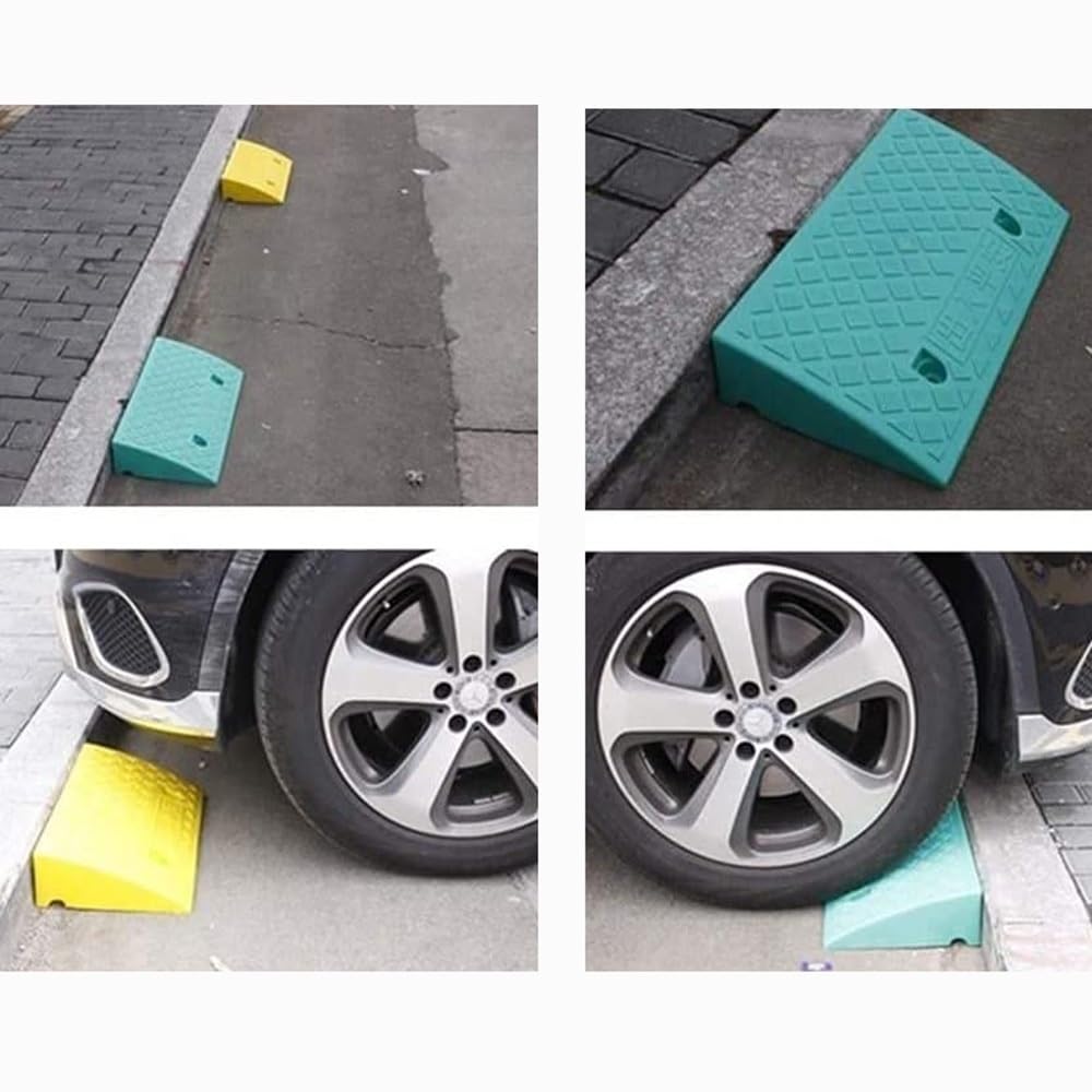 Genérico Rampa de Acceso para vehículos - Rampa de plástico Antideslizante de 5-17 cm de Altura para Coches, Scooters, Bicicletas y carritos - Amarilla, 50 x 33 x 17 cm - Solución de Acceso