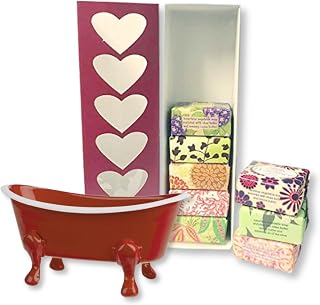 Jolitee All Natural Bar Soap for Women Vegan Soap Set with Clawfoot Mini Bathtub Soap Dish Caddy