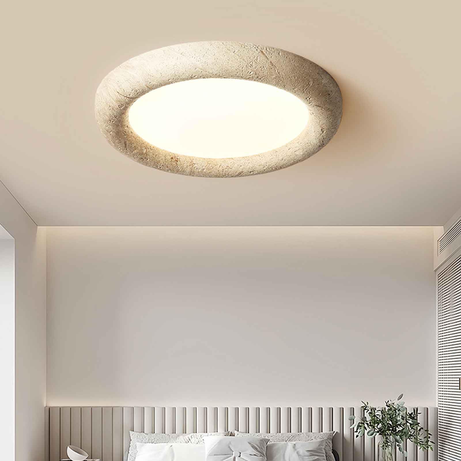 Plafoniera retrò giapponese Soggiorno Lampada da soffitto rotonda a LED da incasso Plafoniera in pietra naturale in marmo Lampada da soffitto in fattoria per camera da letto Cucina Sala da pranz