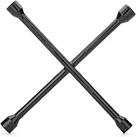 BatesChoice 14 Inch 4-Way Lug Wrench - Heavy-Duty Black Cross Tire Iron for Easy Lug Nut Removal on Cars & Trucks