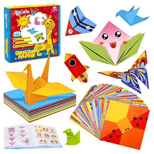 Aigybobo Origami Paper Set, 308PCS Kids Craft Paper Kit with Instructional Book for Girls Age 6,7,8,9,10,11,12, Art Projects Supplies for School Class Craft Lessons- Christmas Gifts for Boys&Girls
