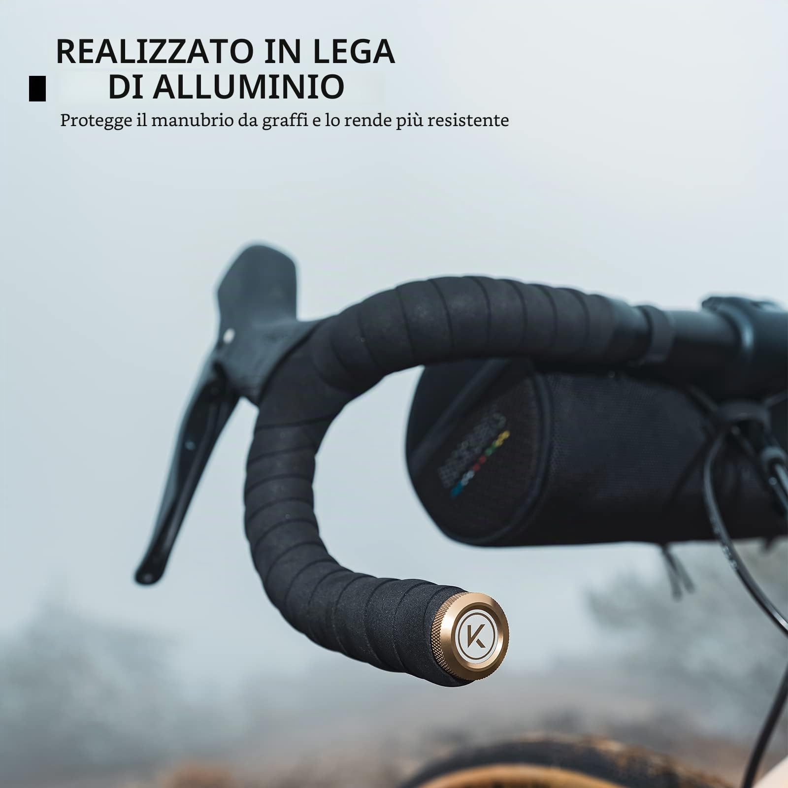 ROCKBROS Road to Sky Tappi Manubrio Bici, Tappi Terminali Manubrio Bicicletta in Alluminio, Adatto per MTB, Bici da Corsa, Accessori Bici (1 Paio)