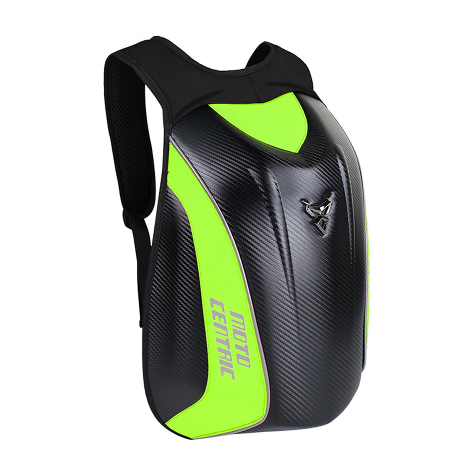 Sac à dos de moto imperméable en fibre de carbone avec coque rigide réfléchissante