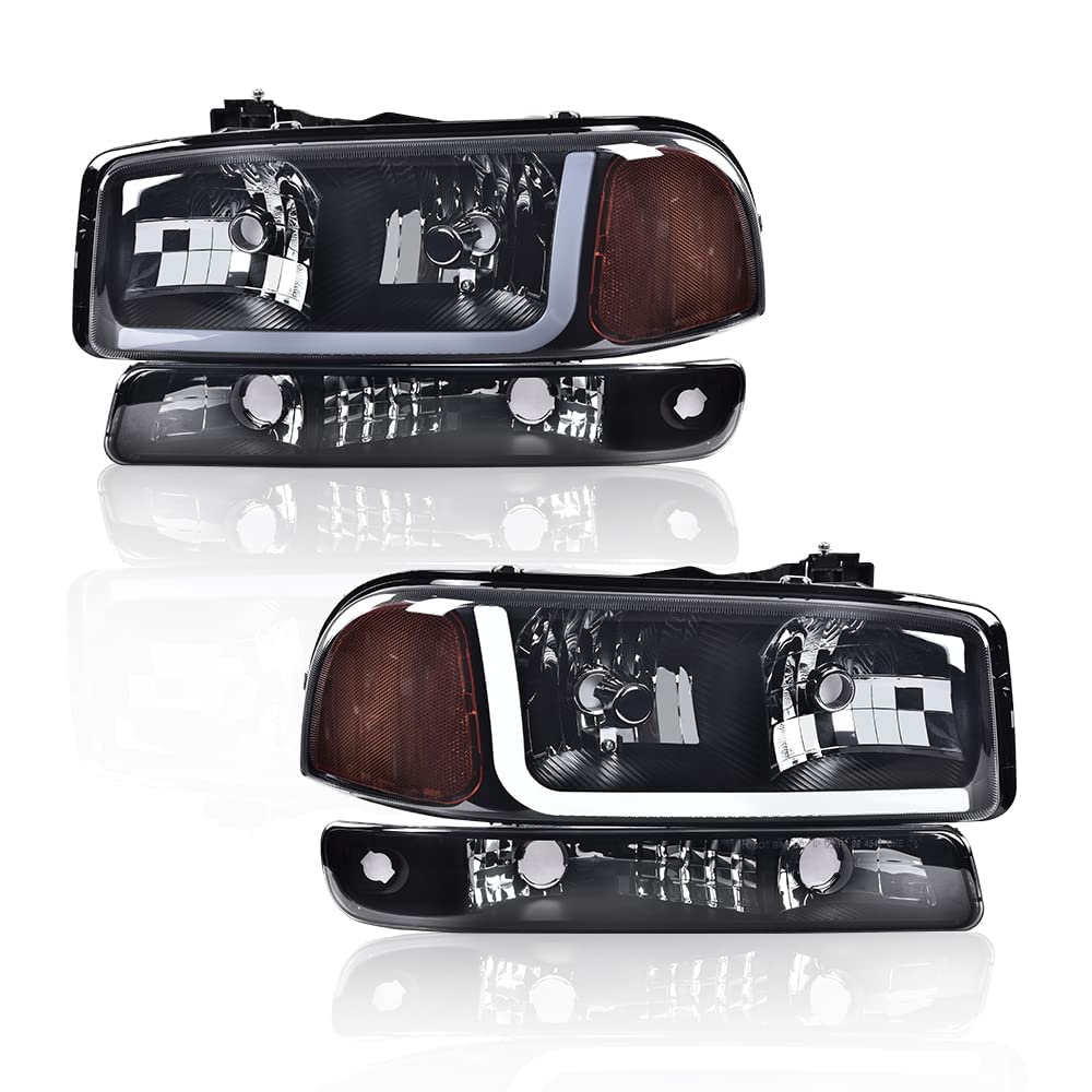 Photo 1 of G-PLUS LED DRL headlights, Compatible with 1999-2007 GMC Sierra 1500/2001-2007 GMC Sierra 1500 HD bumper Headlamp, Clear lens Chrome Housing Clear Reflector