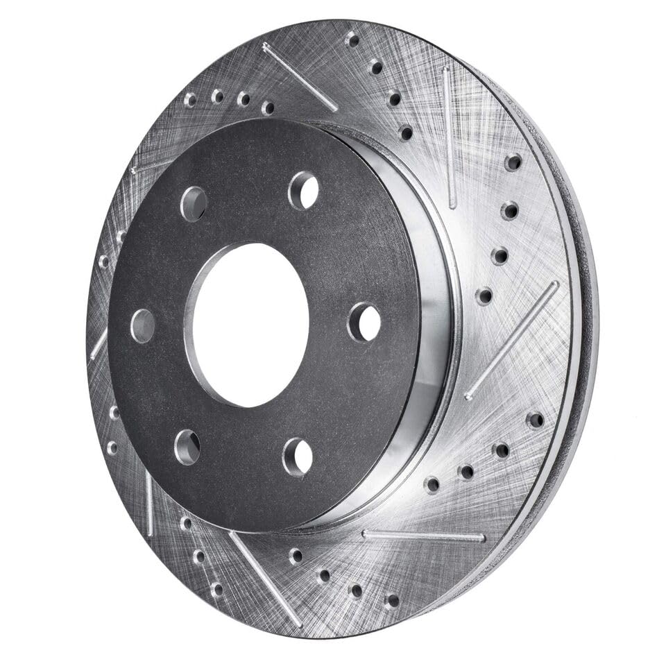 Image of Detroit Axle - Rear Brake Kit for 2015-2020 Chevrolet Colorado GMC Canyon | Drilled and Slotted Disc Brake Rotors Ceramic Brake Pads with Hardware 2016 2017 2018 2019 Replacement 12.76 inch inch Rotors