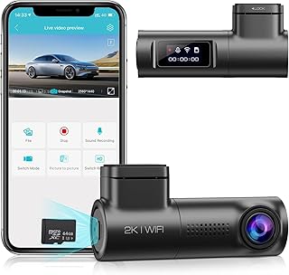 Sarmert Front Dash Cam 2K Built-in WiFi,Dash Camera for Cars with 0.96" LCD Display,Car Camera with Free 64G SD Card Night Vision Loop Recording G-Sensor 24 Hours Parking Monitor APP 150°Wide Angle