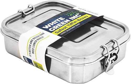 Pequeña caja Bento de acero inoxidable para almacenamiento de alimentos, ensaladas o una comida Tiffin | Diseño abierto para envolturas, clips