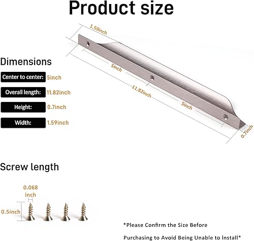 Miniatura 3 de Satanga Tiradores de dedo para gabinete, cocina, cajón, perillas de perfil bajo, tocador de baño, manijas largas de aluminio, paquete de 6 unidades,