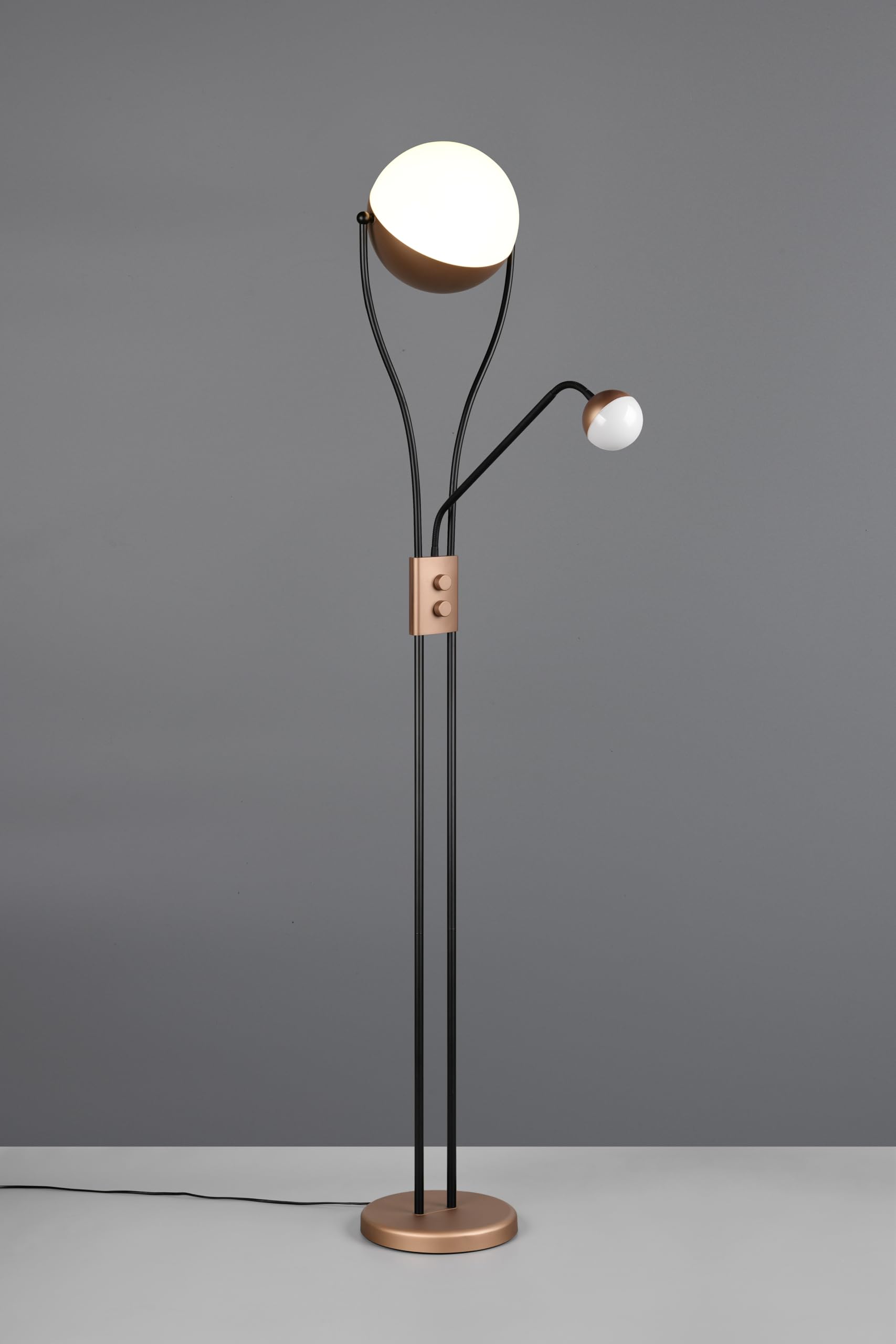 Trio Leuchten LED Stehleuchte Chris 478310265, Metall Coffee, Kunststoff weiß, inkl. 18 Watt LED, dimmbar, Flexarm, getrennt schaltbar