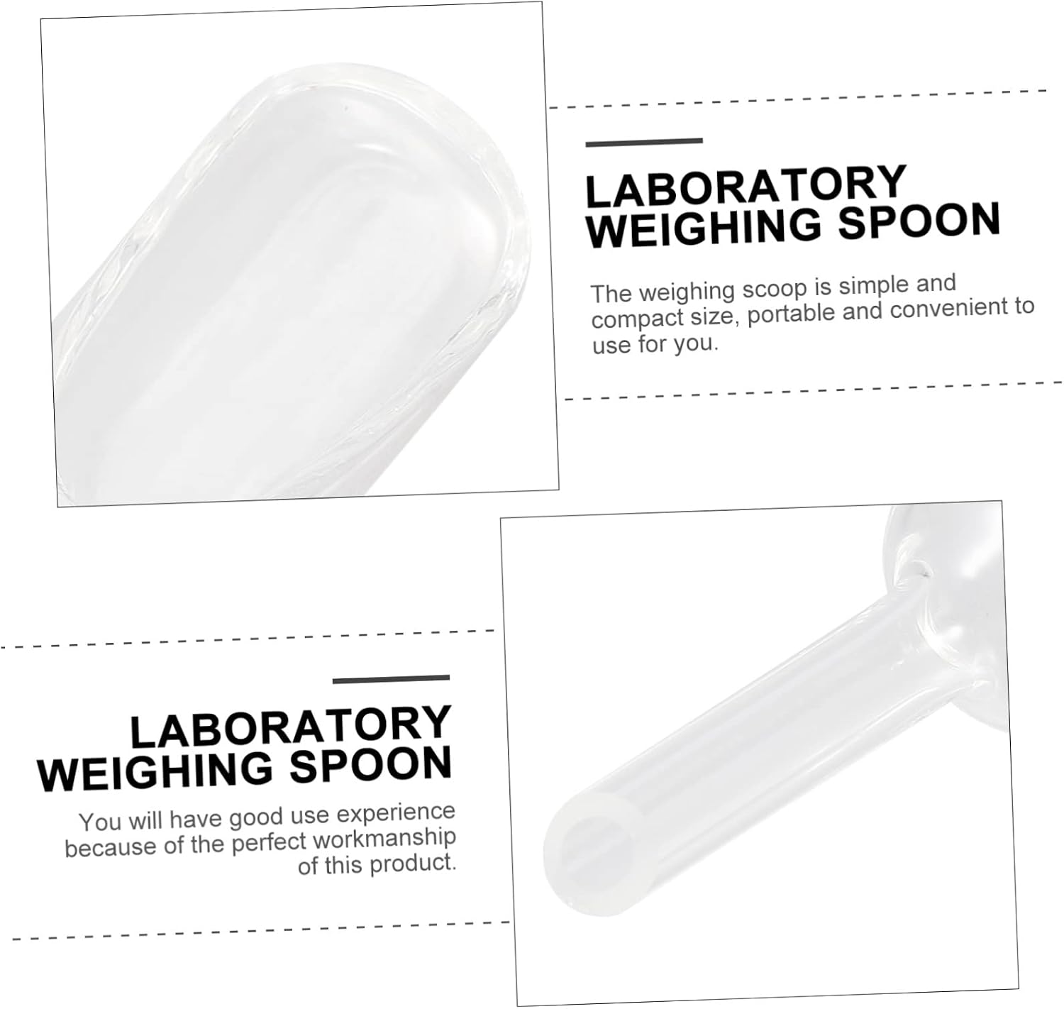 OUNONA Precision Measurement Experiment Weighing Spoon Glass Weighing Vessel Grams Measuring Spoon for Labs