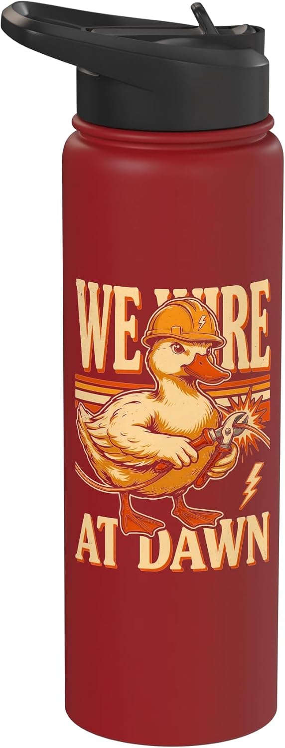 We Wire At Dawn Duck Electrician Wire Cutters Stainless Steel Insulated Water Bottle