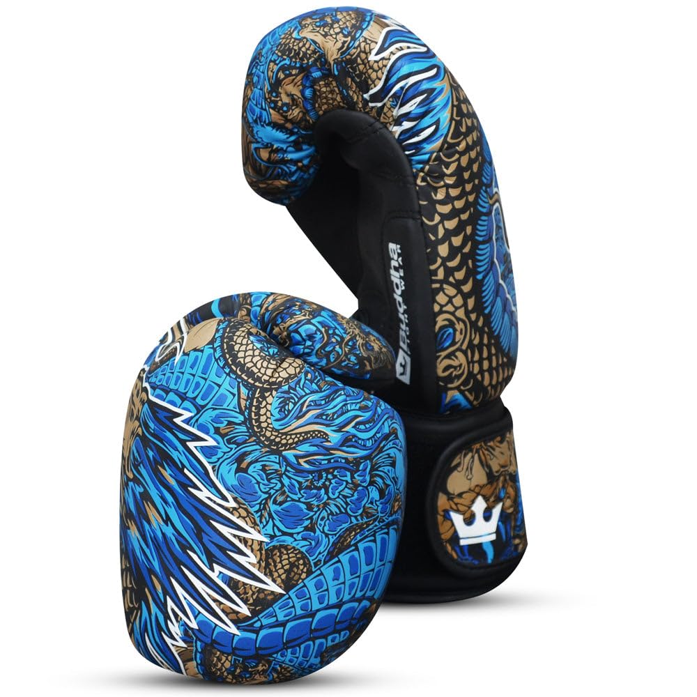 BUDDHA FIGHT WEAR - Guanti da boxe Dragon progettati per allenamenti e sparring in Muay Thai Kickboxing Fitness - Uomini e Donne - Colori multipli - 10 oz 12 oz 14 oz 16 oz