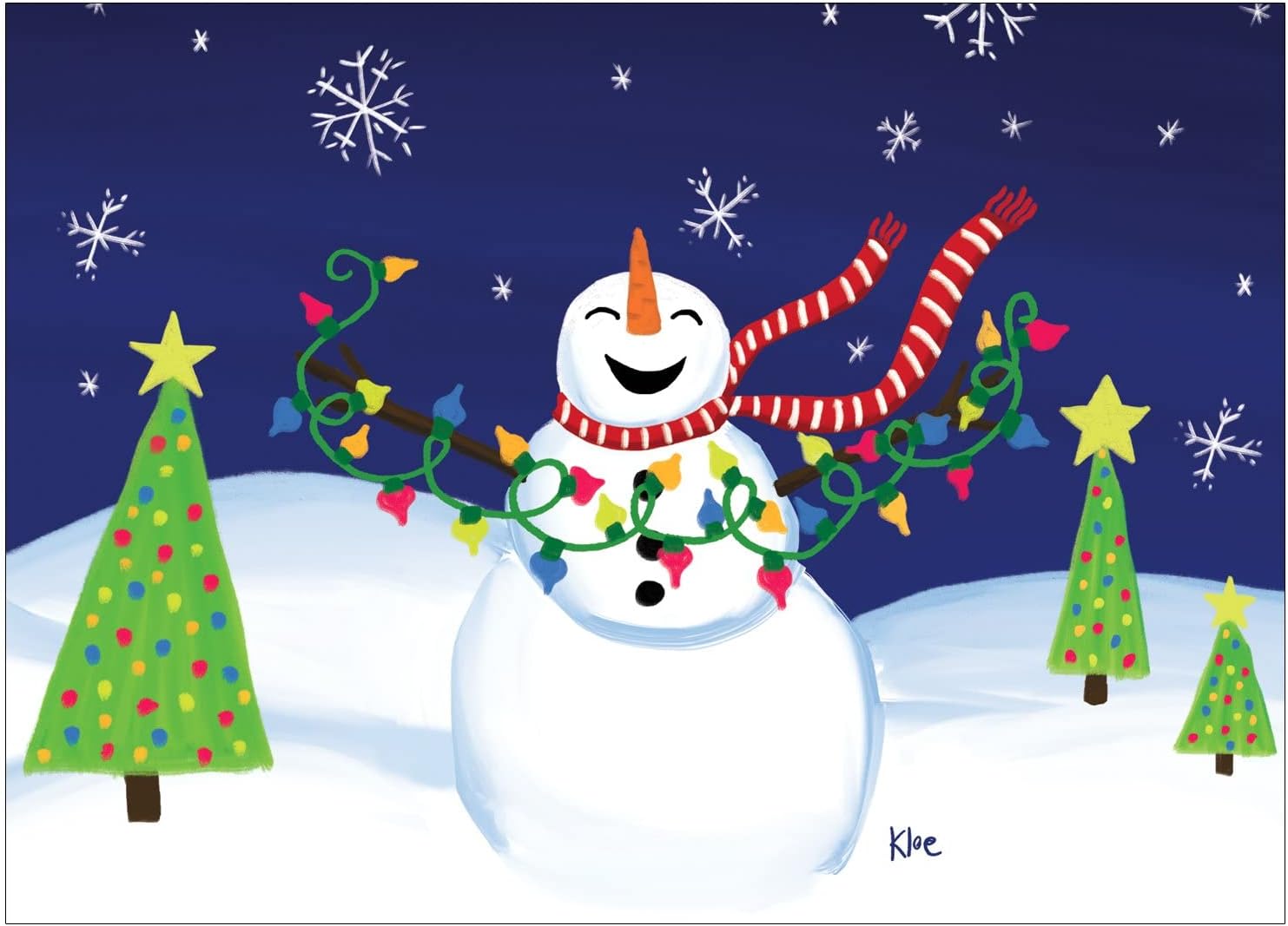 (10) MD Anderson Children's Art Project Joyful Snowman Holiday Cards - Wishing You and Your Family a Merry and Bright Christmas