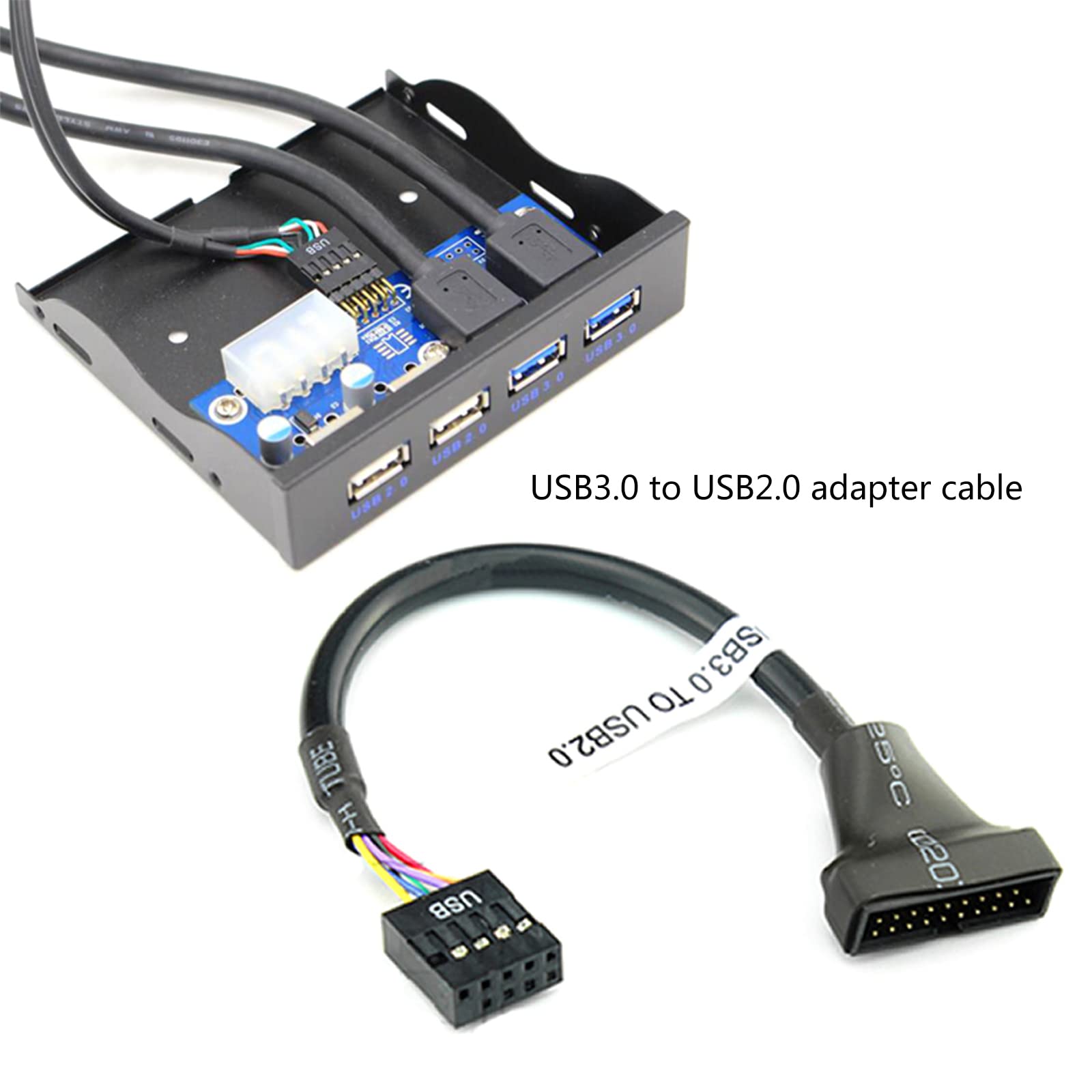 USB 3.0 To 2.0 Adapter Cable - 20/19-pin Female To 9-pin Male Converter, 10cm Length