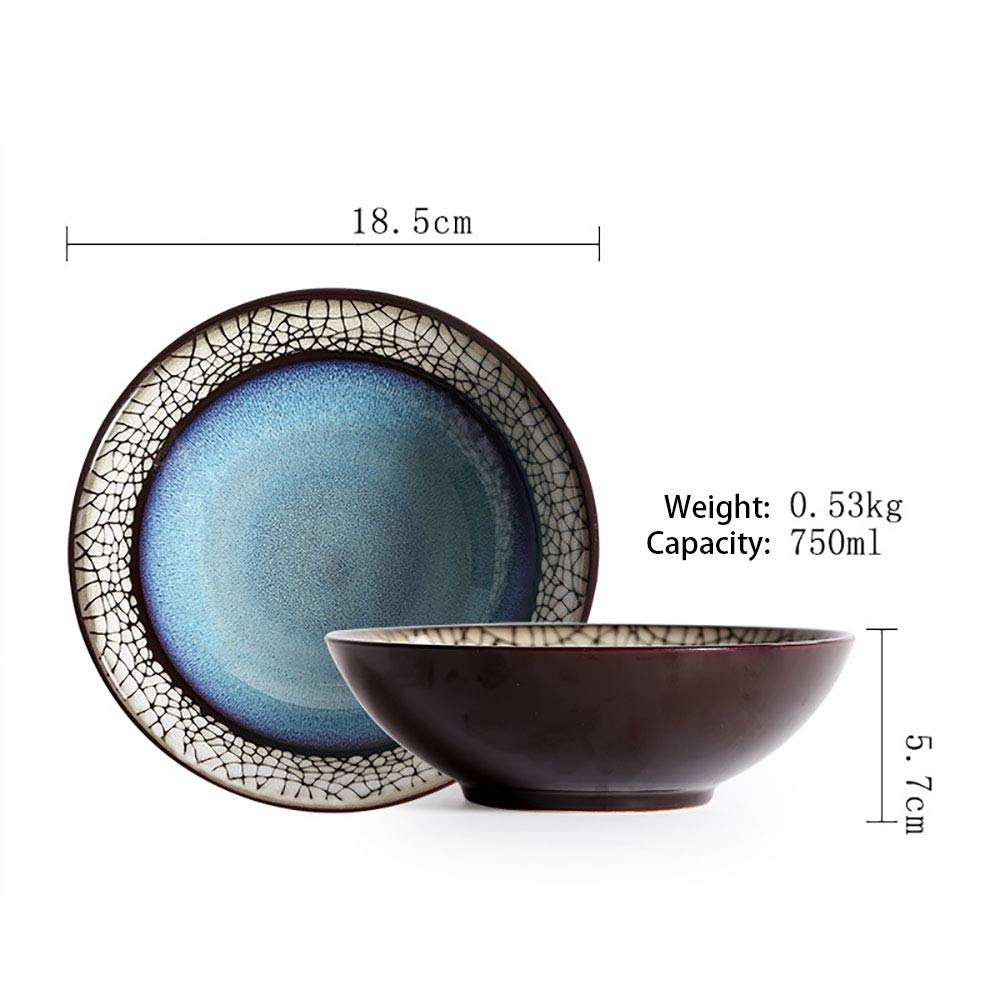 Zestaw 2 misek do sałatki, japońska kreatywna ceramiczna miska do sałatki owocowej, płytki otwór, domowa miska do ramenu,
