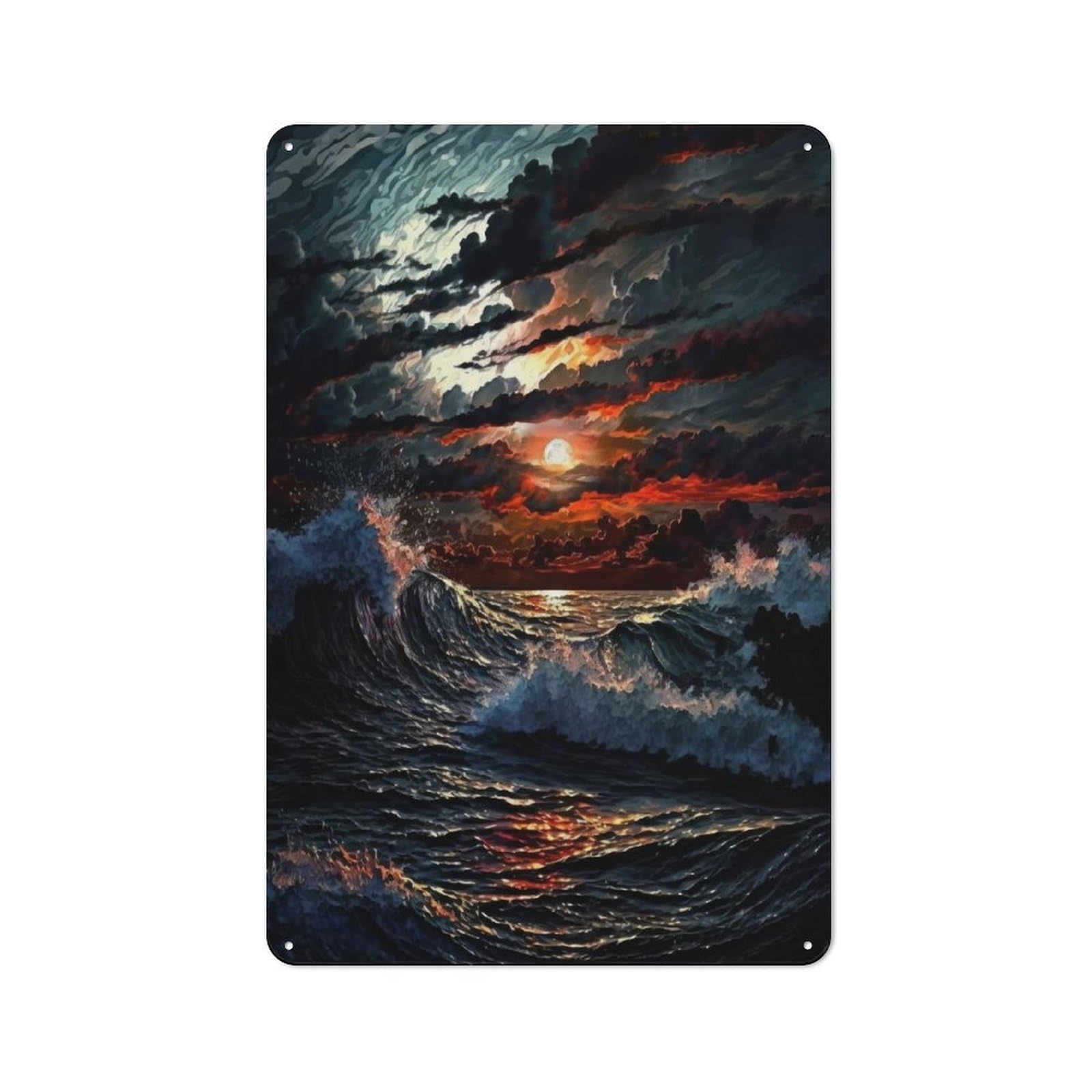 Junmoney Stormly Ocean V5 Rustic Tin Sign 30X20cm For Lounge Or Reading Corner, For Vintage Wall Decor Fans, For Garage And Workshop Walls