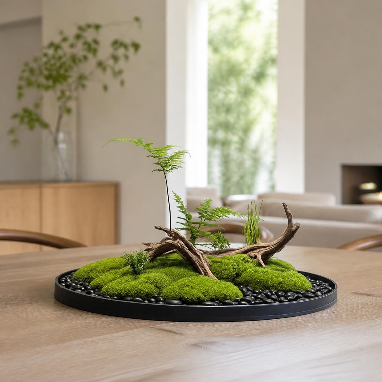 Centrotavola muschio naturale verde, artificiale con base composita 28mm, per ristorante e casa, stile New Chinese Aesthetic, Everlasting Moss 110cm Long Xiangyi