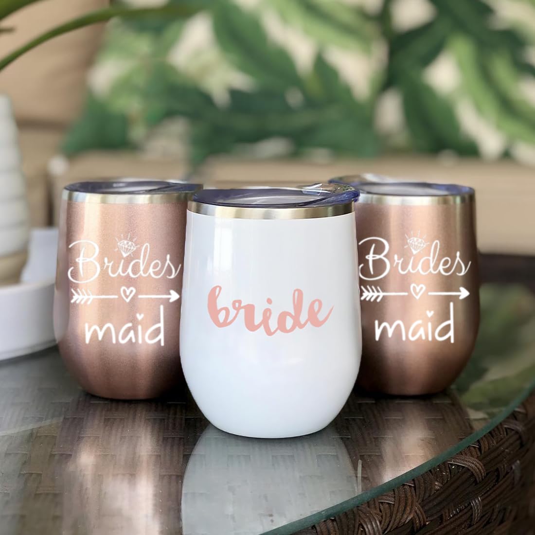 Bride to Be kieliszek do szampana | 350 ml plemię panny młodej kubki do wina ze stali nierdzewnej | zaręczynowe prezenty ślubne kubki druhny artykuły na wieczór panieński i gry | izolowane chude kubki