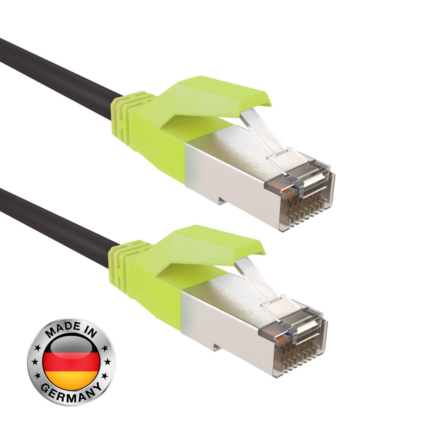 AIXONTEC 2x 20 m CAT 6 Netzwerkkabel Gelb nach leuchtendes RJ45 LAN Kabel Gigabit Ethernetkabel Gigabitkabel Patchkabel Kat 6 1000 Mbit
