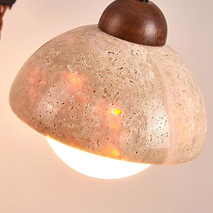 SWEMOPP Wall Mount Swing Arm Reading Light Natural Wood Stone Wall Lamp Mid Century Wall Sconce with Milk Glass Long Adjustable Arm Wall Lighting for Bedroom Bedside Headboard Living Room photo 2