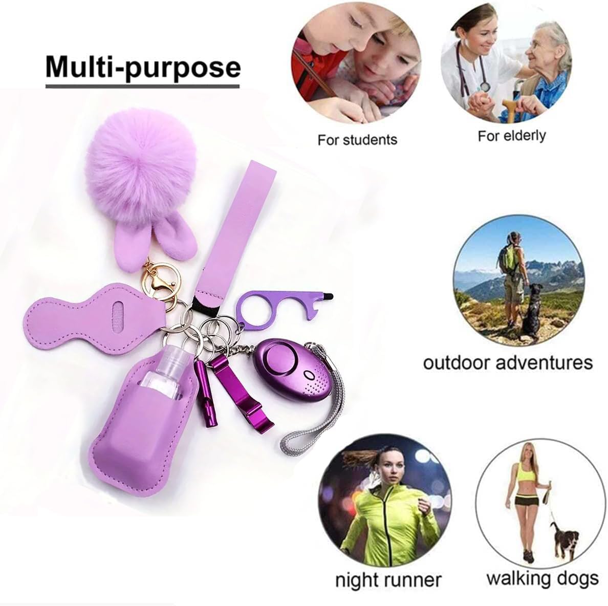 Safety Keychains for Women, Wristlet Strap Keychain Set with Personal Alarm,9 PCS Self Protection Keychain Accessories Kit - Image 7