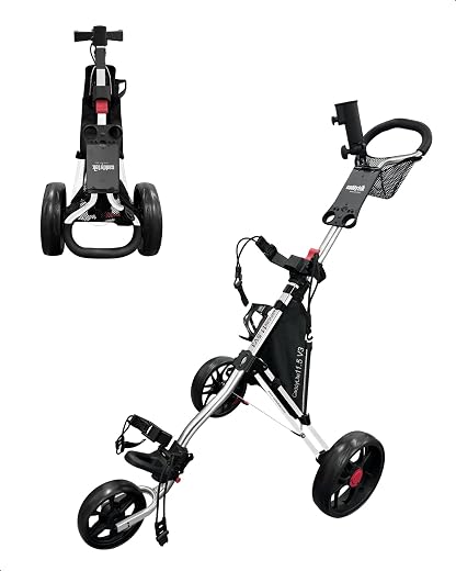 Caddytek CaddyLite 11.5 V3 Golf Push Cart - Lightweight Aluminum 3-Wheel Foldable Golf Bag Cart with Quad-Fold Frame, EVA Wheels, Adjustable Handle, Foot Brake, Mesh Net, Umbrella & Drink Holder