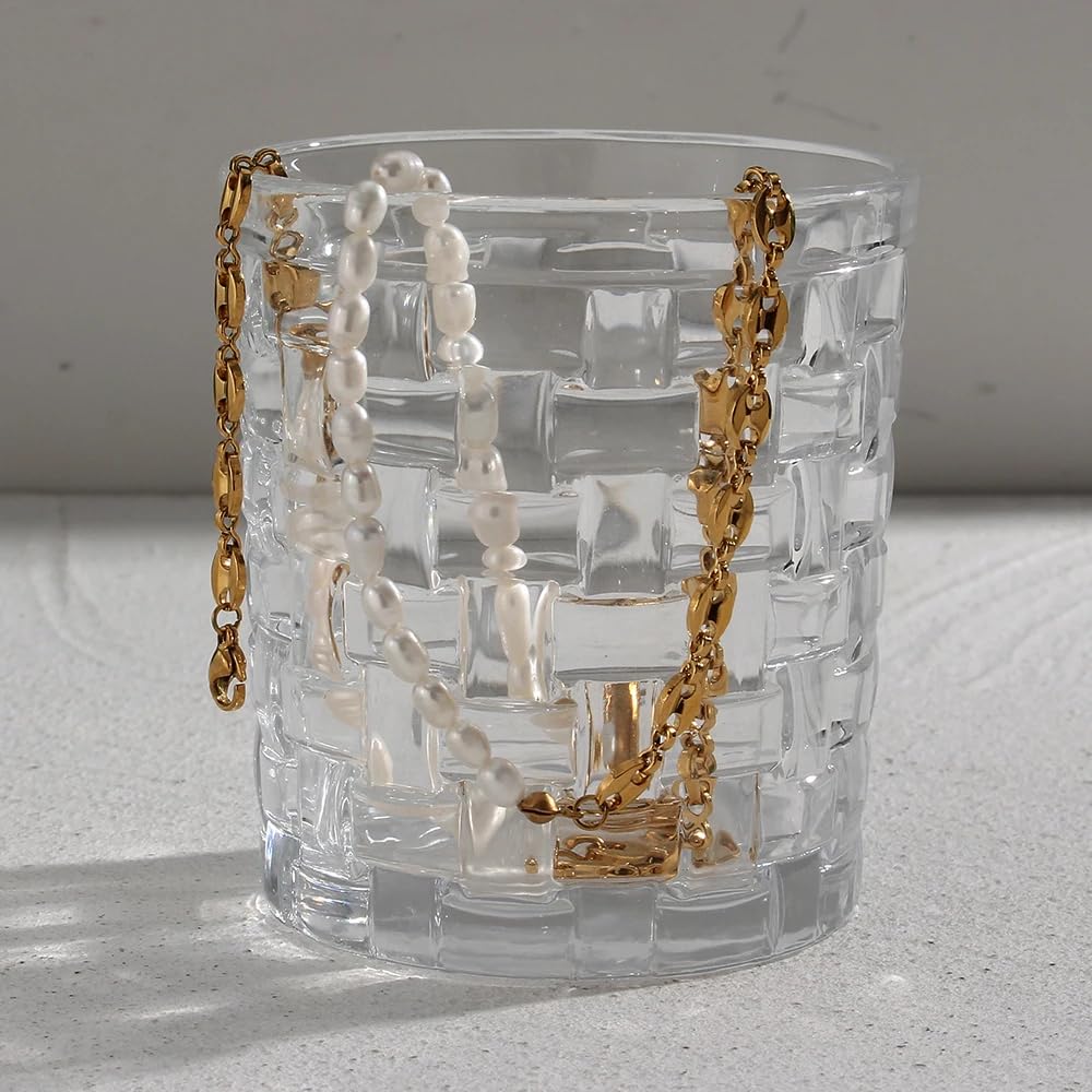 YDYDTTKD Collar de Cadena de Media Perla Natural Vintage de Plata de Ley 925 para Mujeres y Hombres, Conjuntos de Pulseras clásicas-Collar de Agua Dulce,