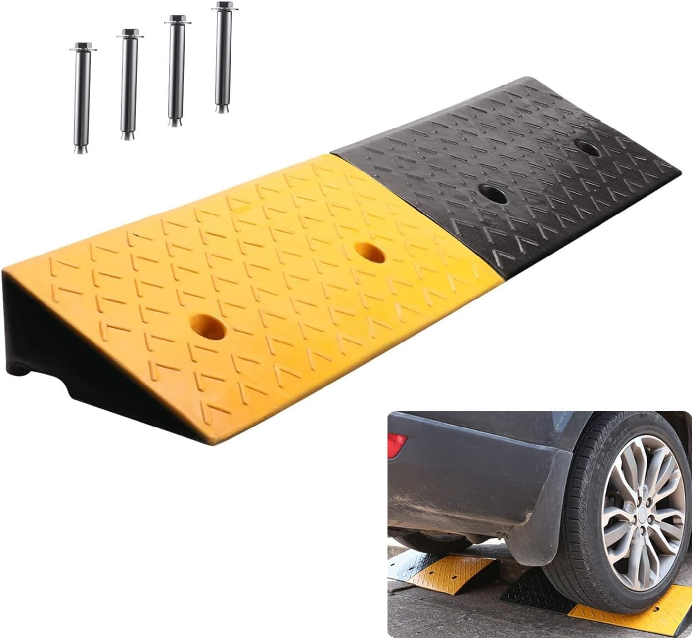 Nisorpa Rubber Kerb Ramp 5" Rise Heavy Duty Curb Ramp with 4 Expansion