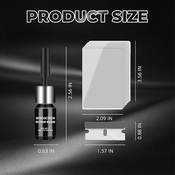 DEZEU Windscreen Chip Repair Kit,2025 Latest Upgraded Glass Repair Kit,5 Min Quick Glass Repair Liquid,Long-Lasting for Windscreens, Windows, Mirrors,All Crack Types Windscreen Repair Kit (Black).