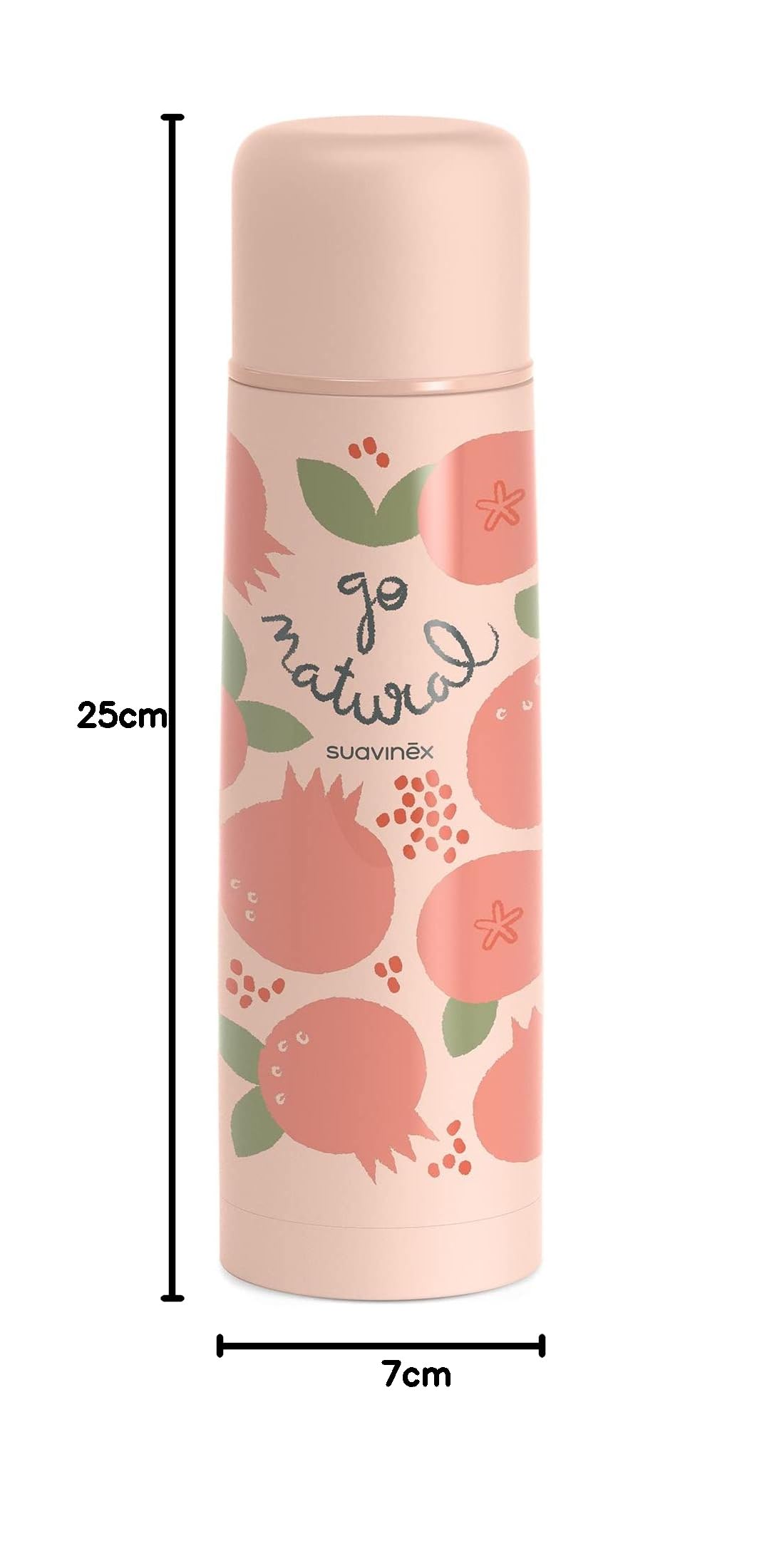 Suavinex, Termo Líquidos para Bebé. Termo de Acero Inoxidable con Cierre Hermético. Para Bebidas Calientes y Frías. 500 ml. Diseño Granada, Color Coral